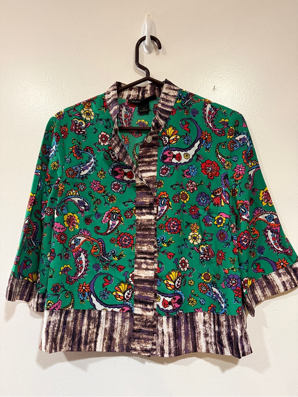Eclectic Womens Size S Button Up Artsy Maximalist Whimsy Boho Paisley Statement